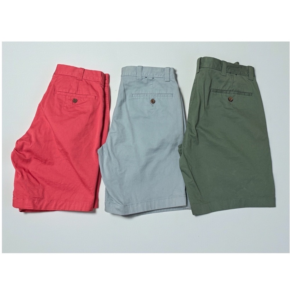 Lot‎ 3 J.Crew Mens 9 Inch Inseam Stretch Chino Shorts Size 31 Pink/Blue/Green